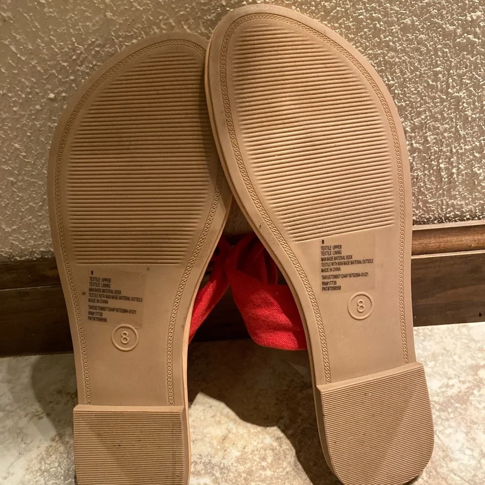 Hannah Knotted Bow Flip Flop Sandals A New Day Size 8 Red Knot Tie - Picture 4 of 7